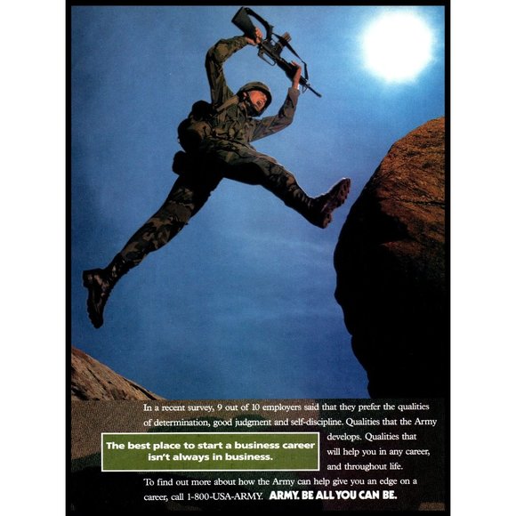 1995 US United States Army Recruiter Recruiting Vintage Print Ad Boot Camp Art - Picture 1 of 1